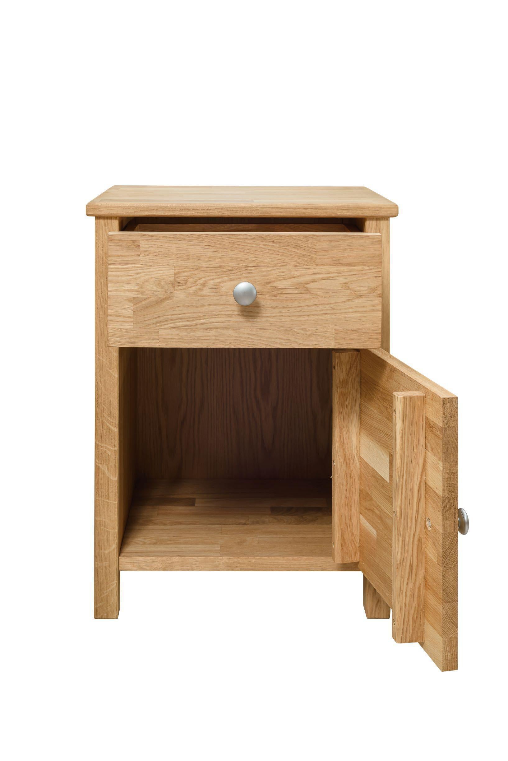 NordicStory Mesa auxiliar de madera maciza roble mesita de noche natural